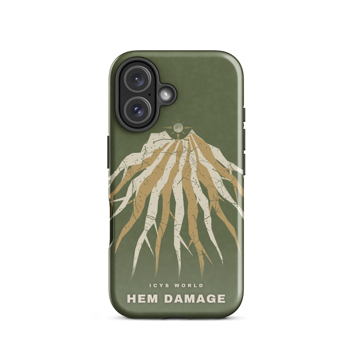 ICYS WORLD Hem Damage iPhone case on iPhone 16, glossy finish