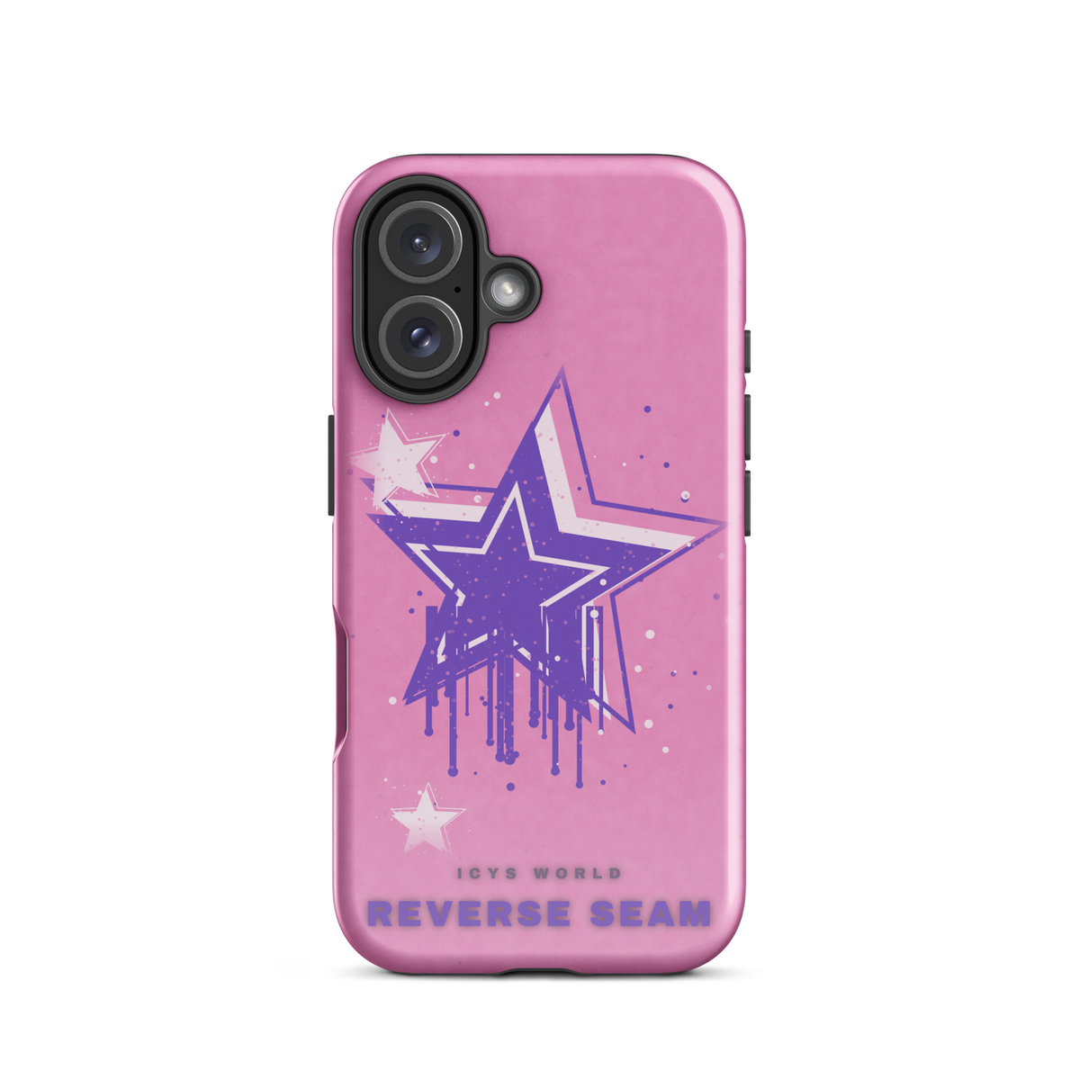 ICYS WORLD Reverse Seam iPhone case on iPhone 16, glossy finish
