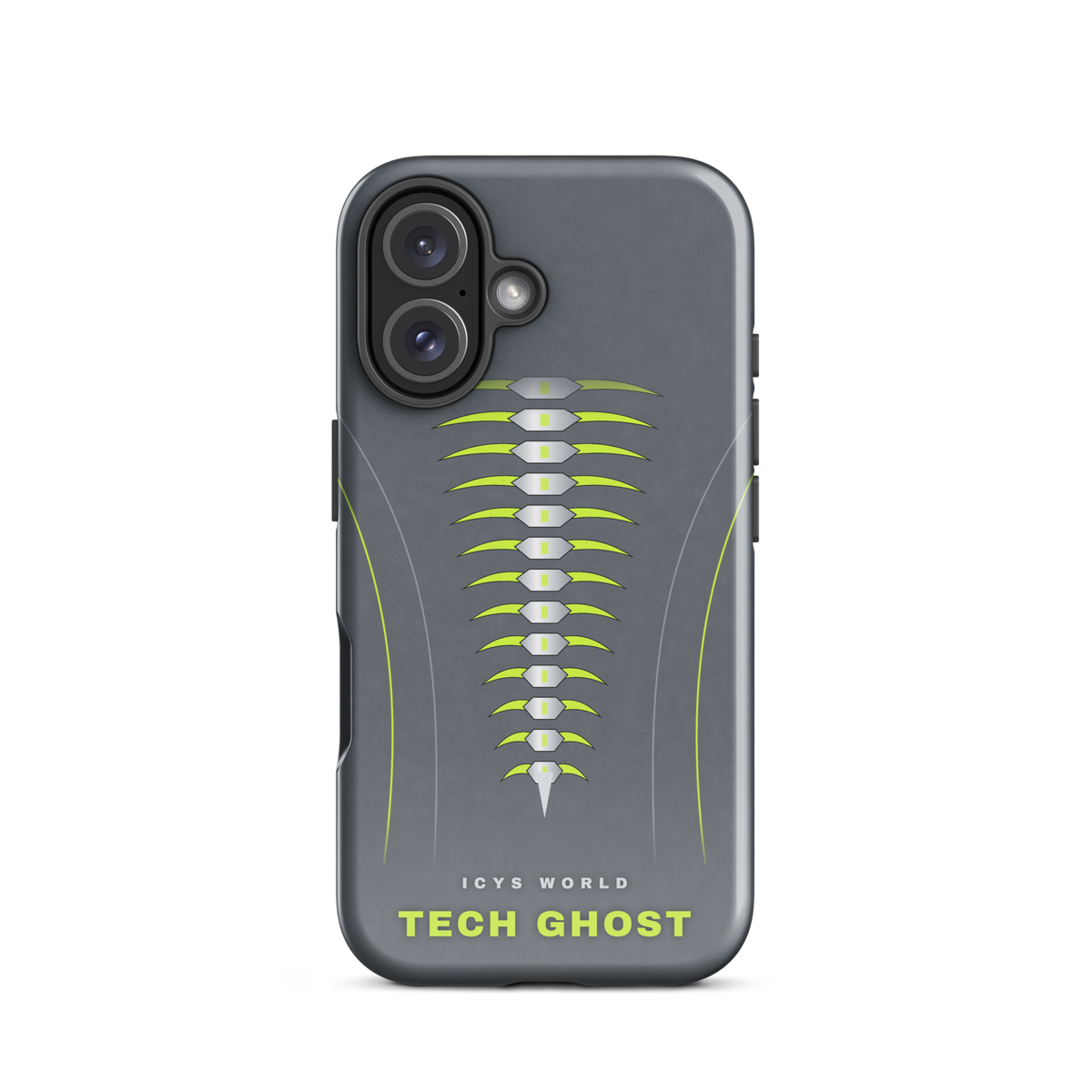 ICYS WORLD Tech Ghost iPhone case on iPhone 16, glossy finish