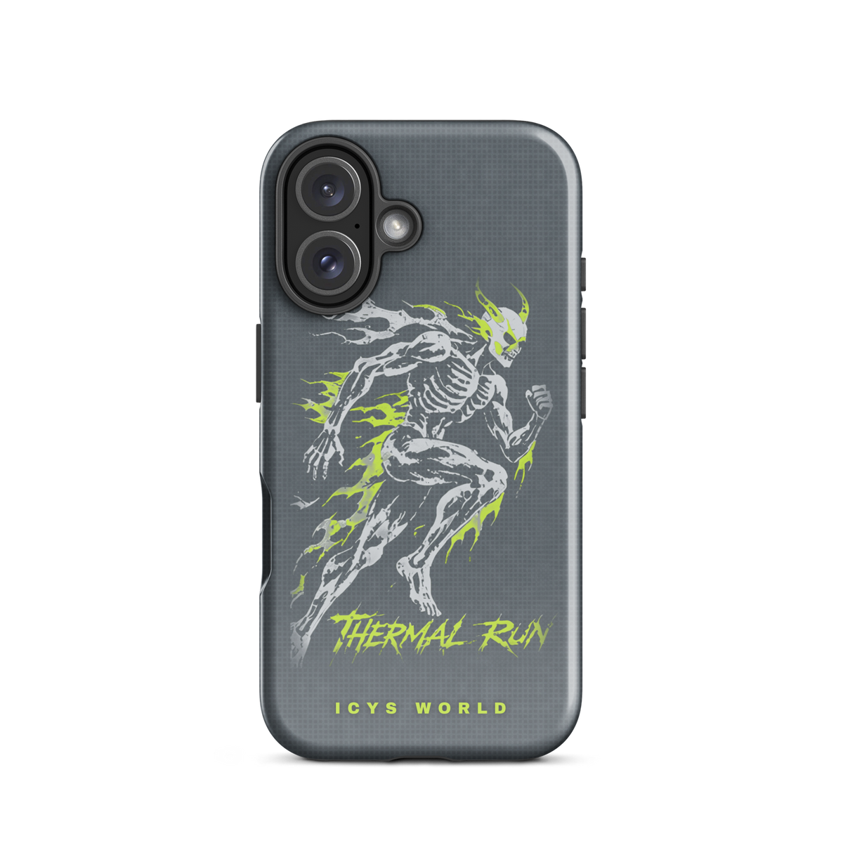 ICYS WORLD Thermal Run iPhone case on iPhone 16, glossy finish