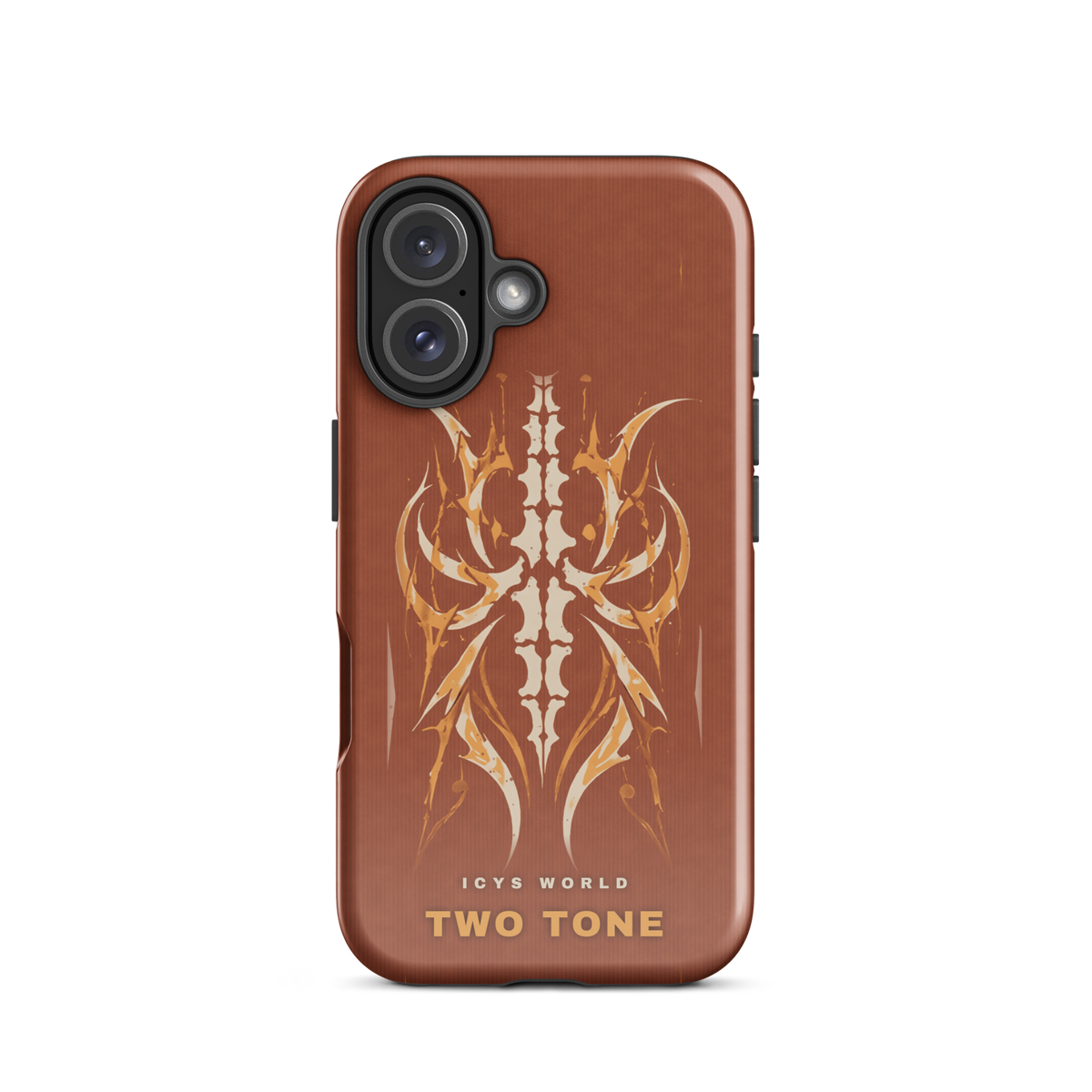 ICYS WORLD Two Tone iPhone case on iPhone 16, glossy finish