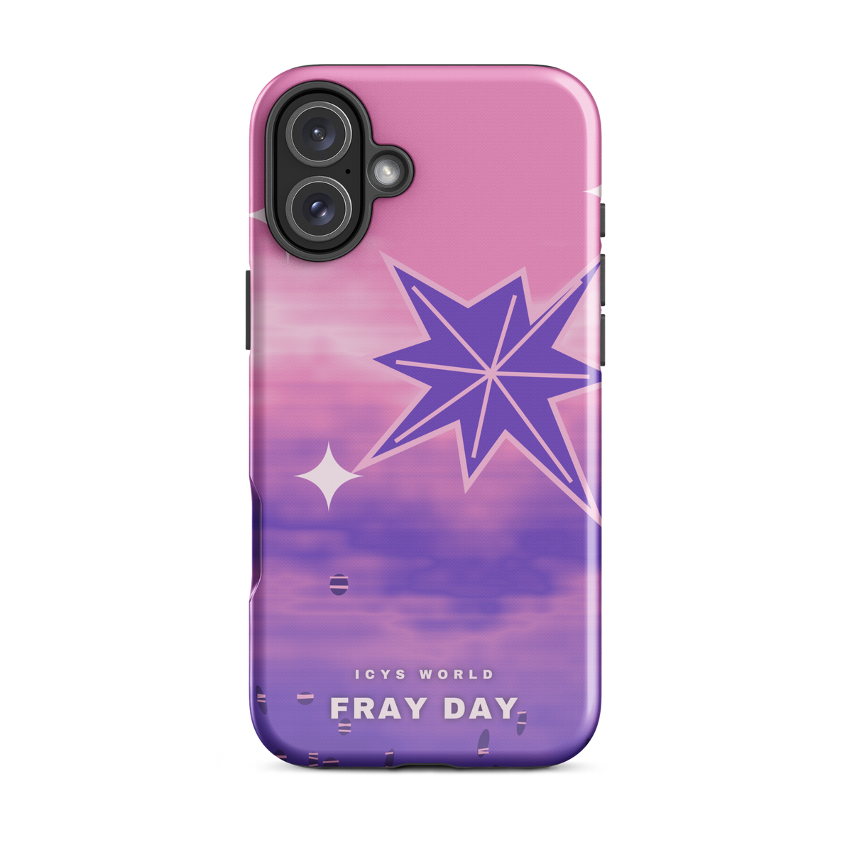 ICYS WORLD Fray Day iPhone case on iPhone 16 Plus, glossy finish