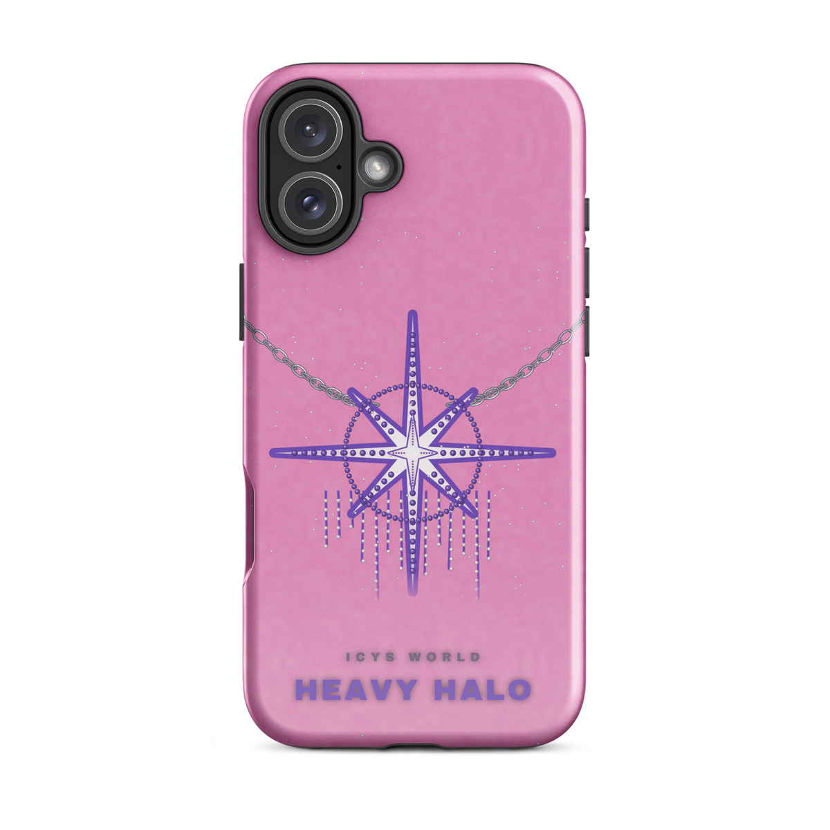 ICYS WORLD Heavy Halo iPhone case on iPhone 16 Plus, glossy finish