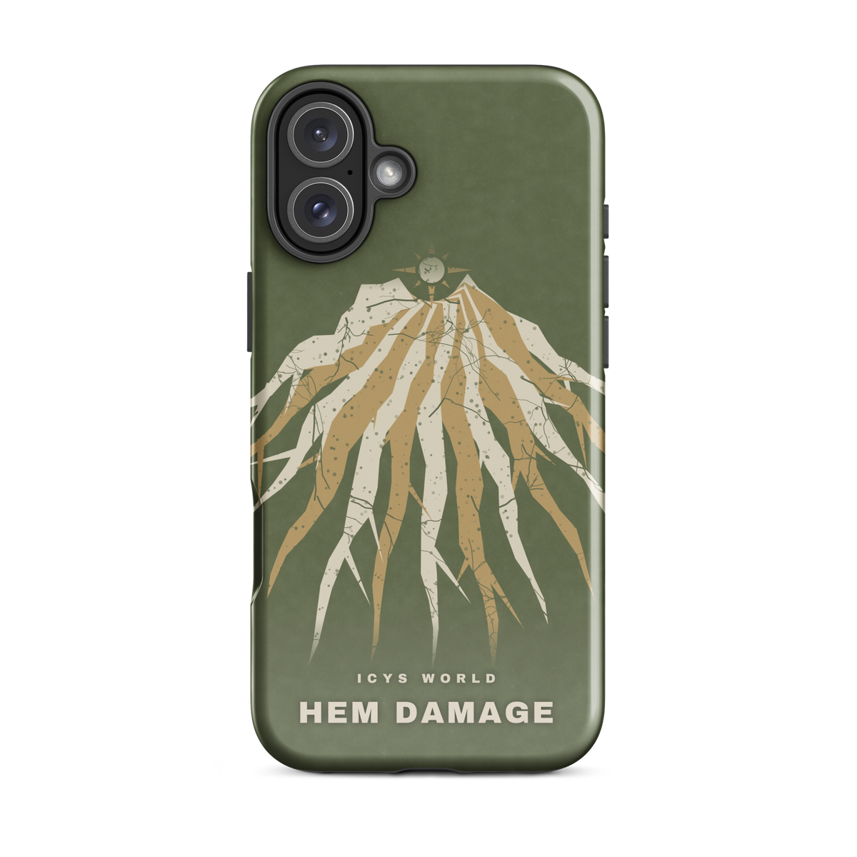 ICYS WORLD Hem Damage iPhone case on iPhone 16 Plus, glossy finish