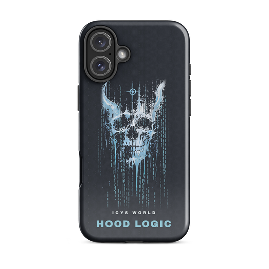 ICYS WORLD Hood Logic iPhone case on iPhone 16 Plus, glossy finish