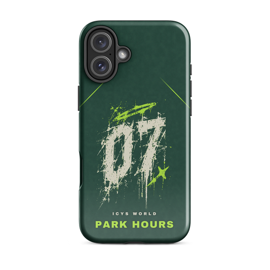 ICYS WORLD Park Hours iPhone case on iPhone 16 Plus, glossy finish