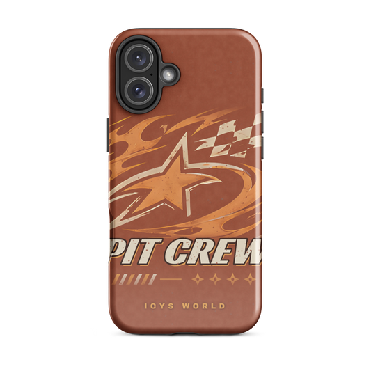 ICYS WORLD Pit Crew iPhone case on iPhone 16 Plus, glossy finish
