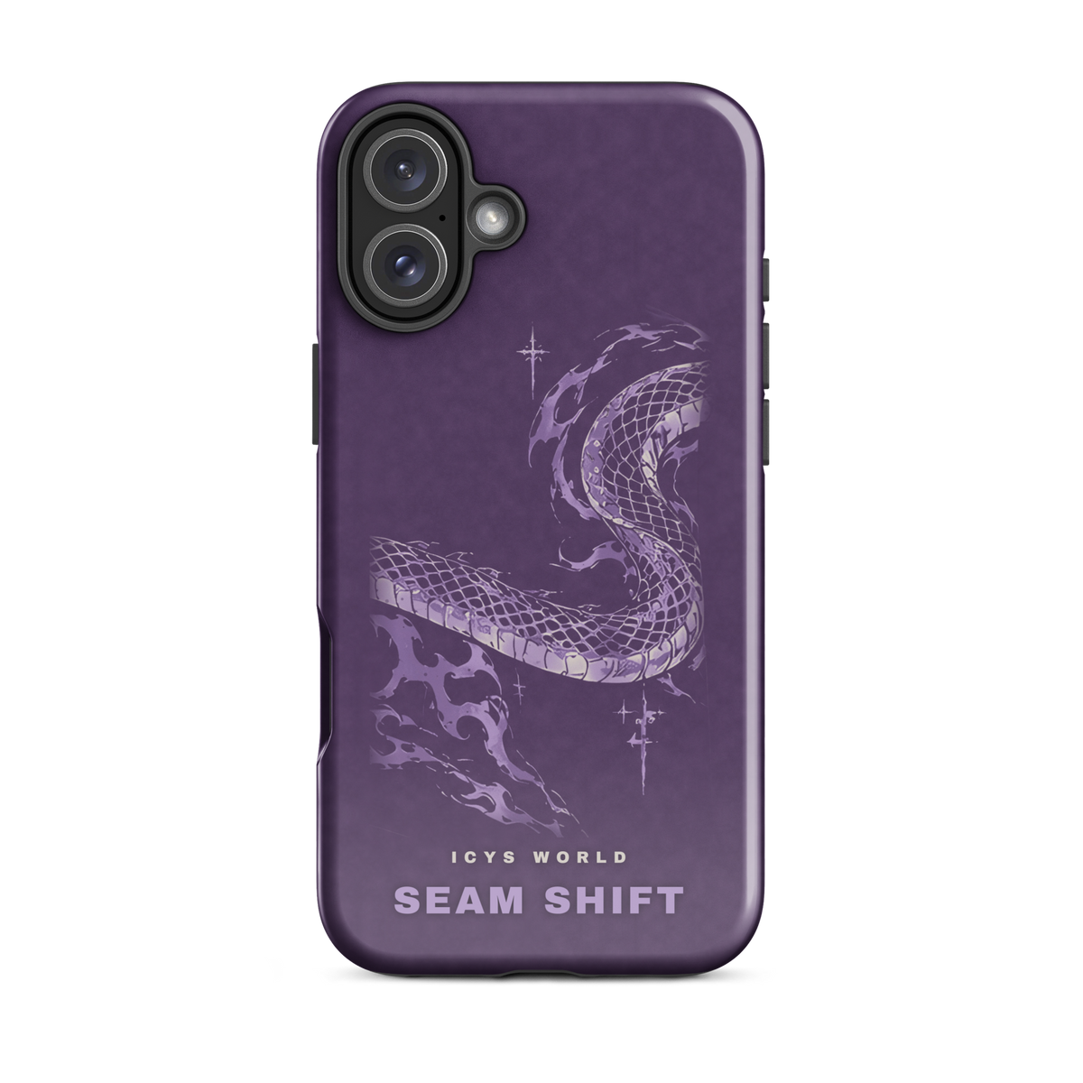 ICYS WORLD Seam Shift iPhone case on iPhone 16 Plus, glossy finish