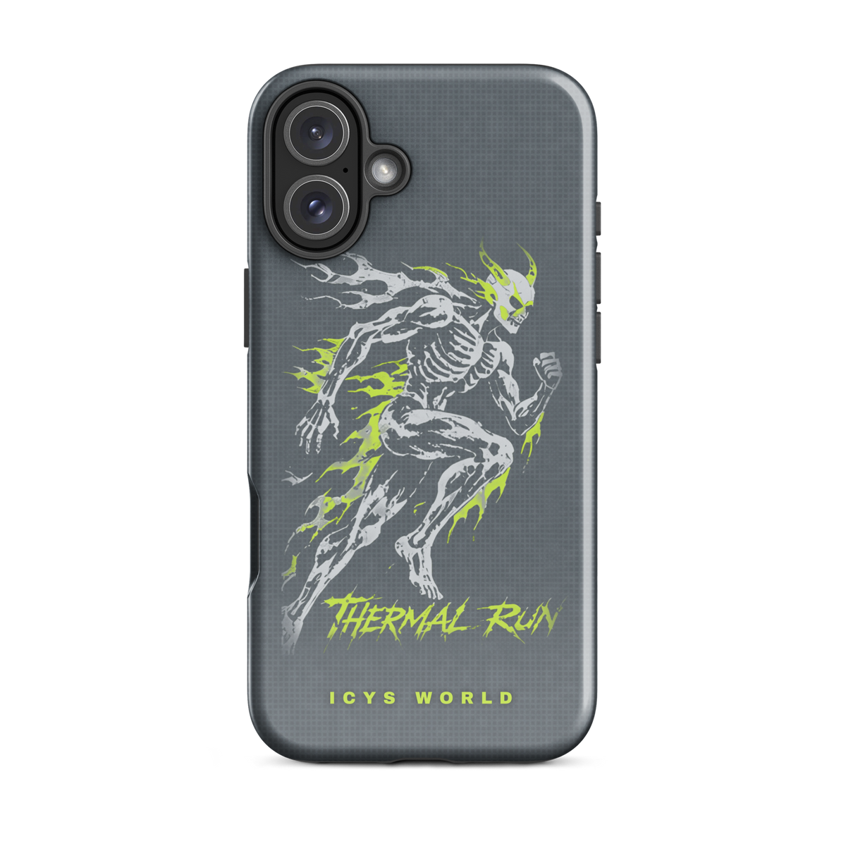 ICYS WORLD Thermal Run iPhone case on iPhone 16 Plus, glossy finish