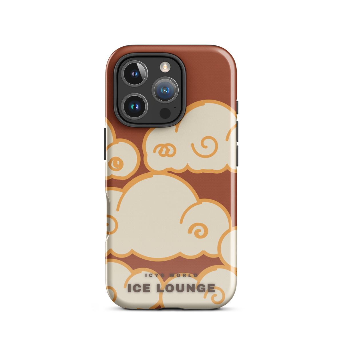 ICYS WORLD Ice Lounge iPhone case on iPhone 16 Pro, glossy finish