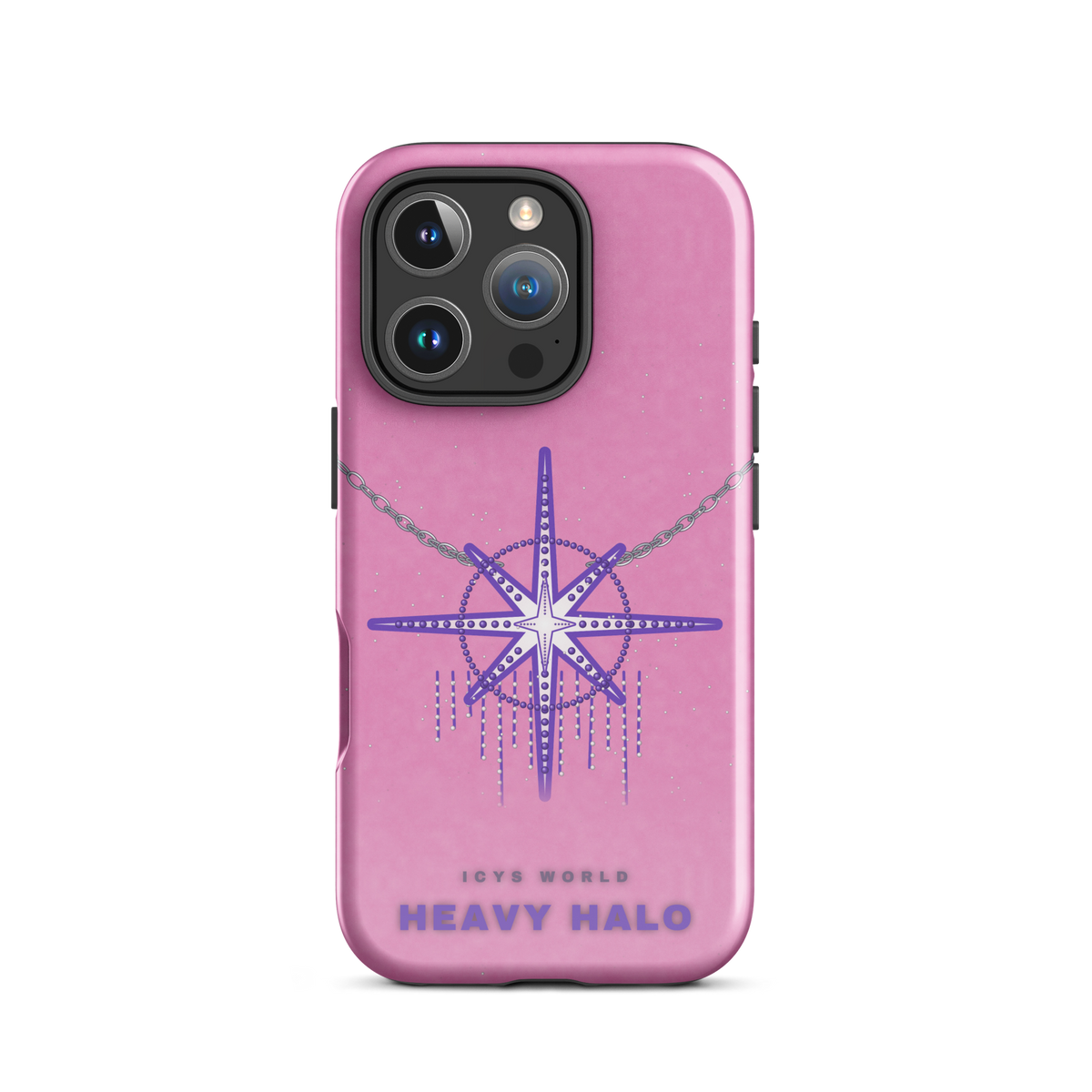 ICYS WORLD Heavy Halo iPhone case on iPhone 16 Pro, glossy finish