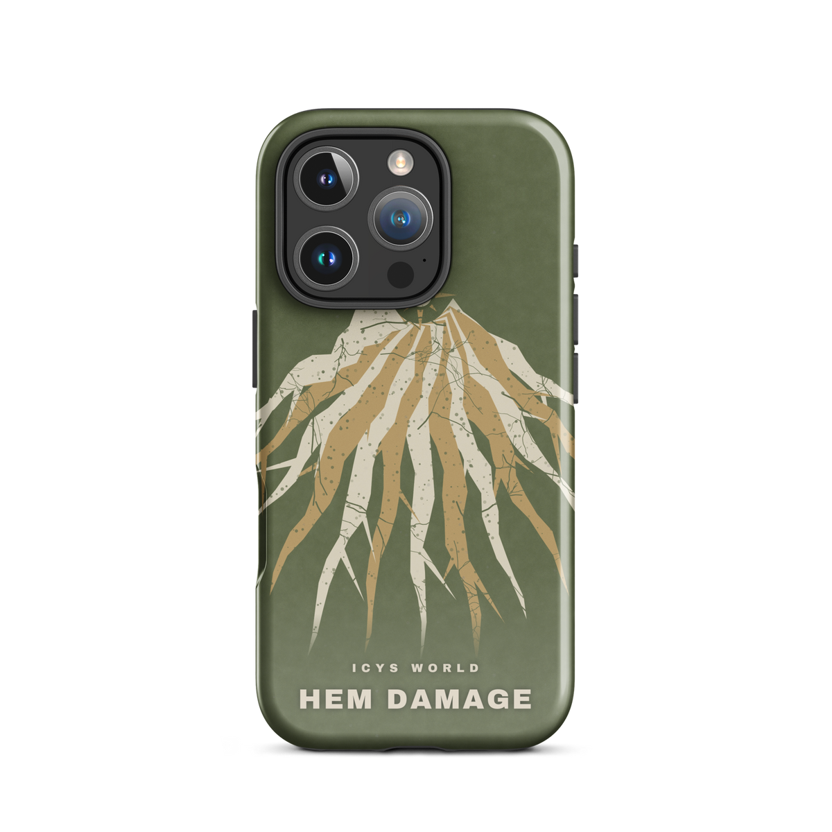 ICYS WORLD Hem Damage iPhone case on iPhone 16 Pro, glossy finish