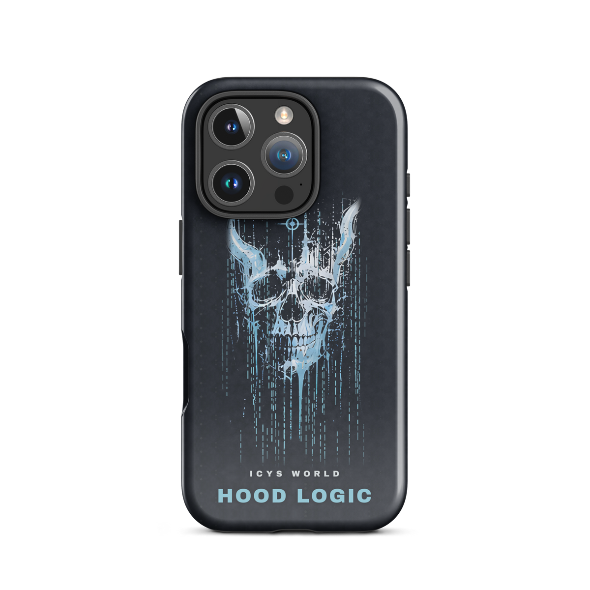 ICYS WORLD Hood Logic iPhone case on iPhone 16 Pro, glossy finish