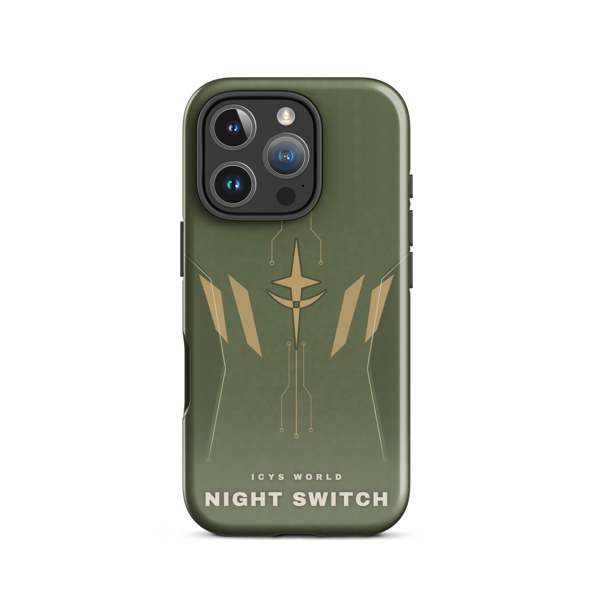 ICYS WORLD Night Switch iPhone case on iPhone 16 Pro, glossy finish