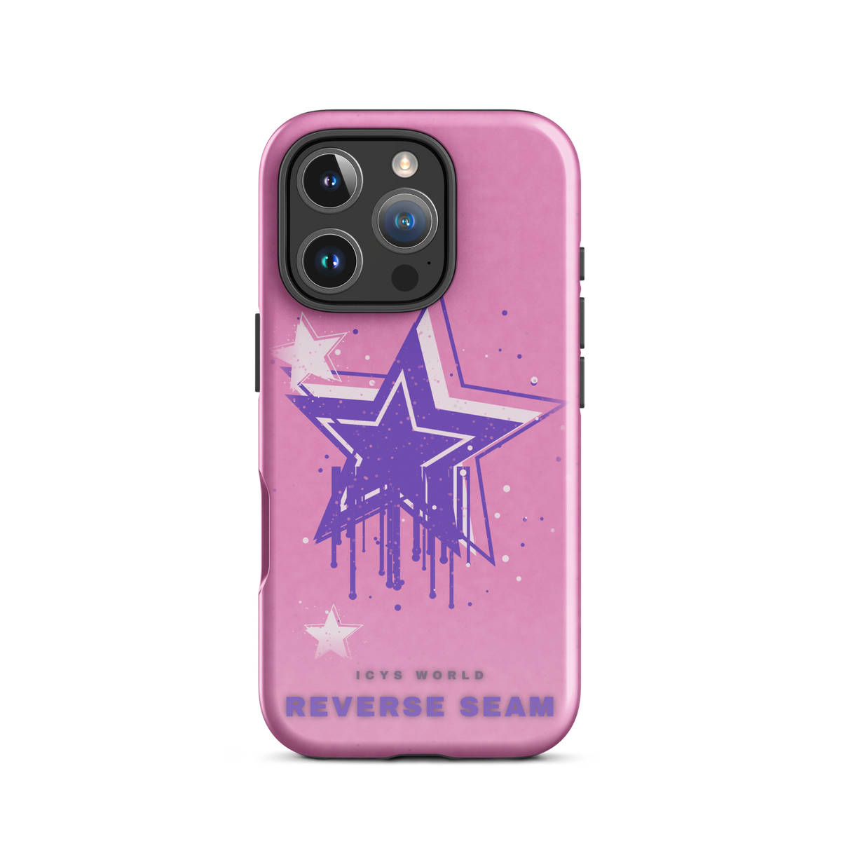 ICYS WORLD Reverse Seam iPhone case on iPhone 16 Pro, glossy finish