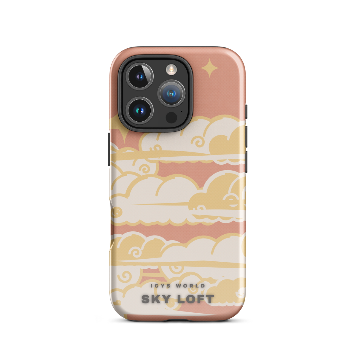 ICYS WORLD Sky Loft iPhone case on iPhone 16 Pro, glossy finish