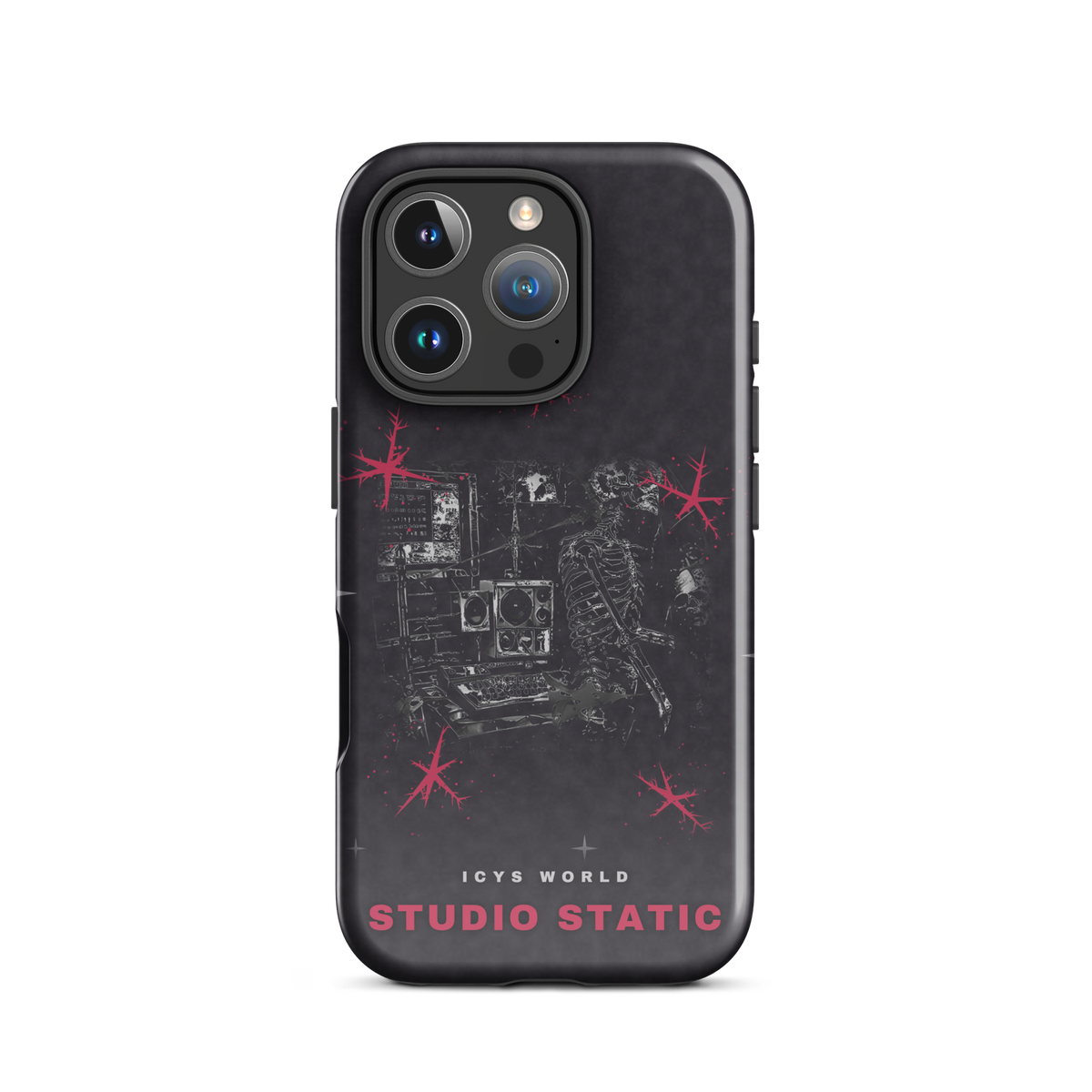 ICYS WORLD Studio Static iPhone case on iPhone 16 Pro, glossy finish