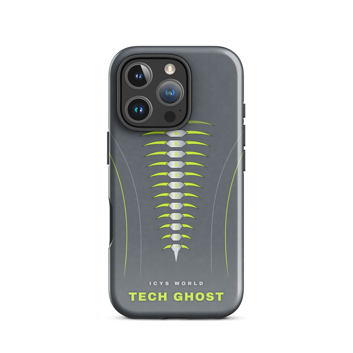 ICYS WORLD Tech Ghost iPhone case on iPhone 16 Pro, glossy finish