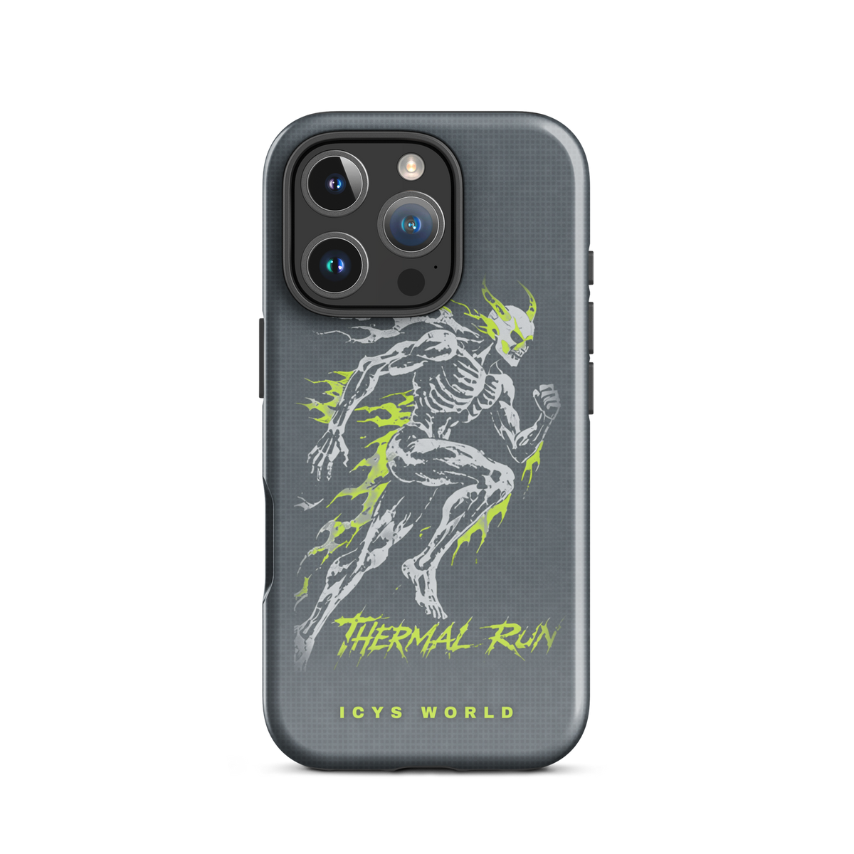 ICYS WORLD Thermal Run iPhone case on iPhone 16 Pro, glossy finish