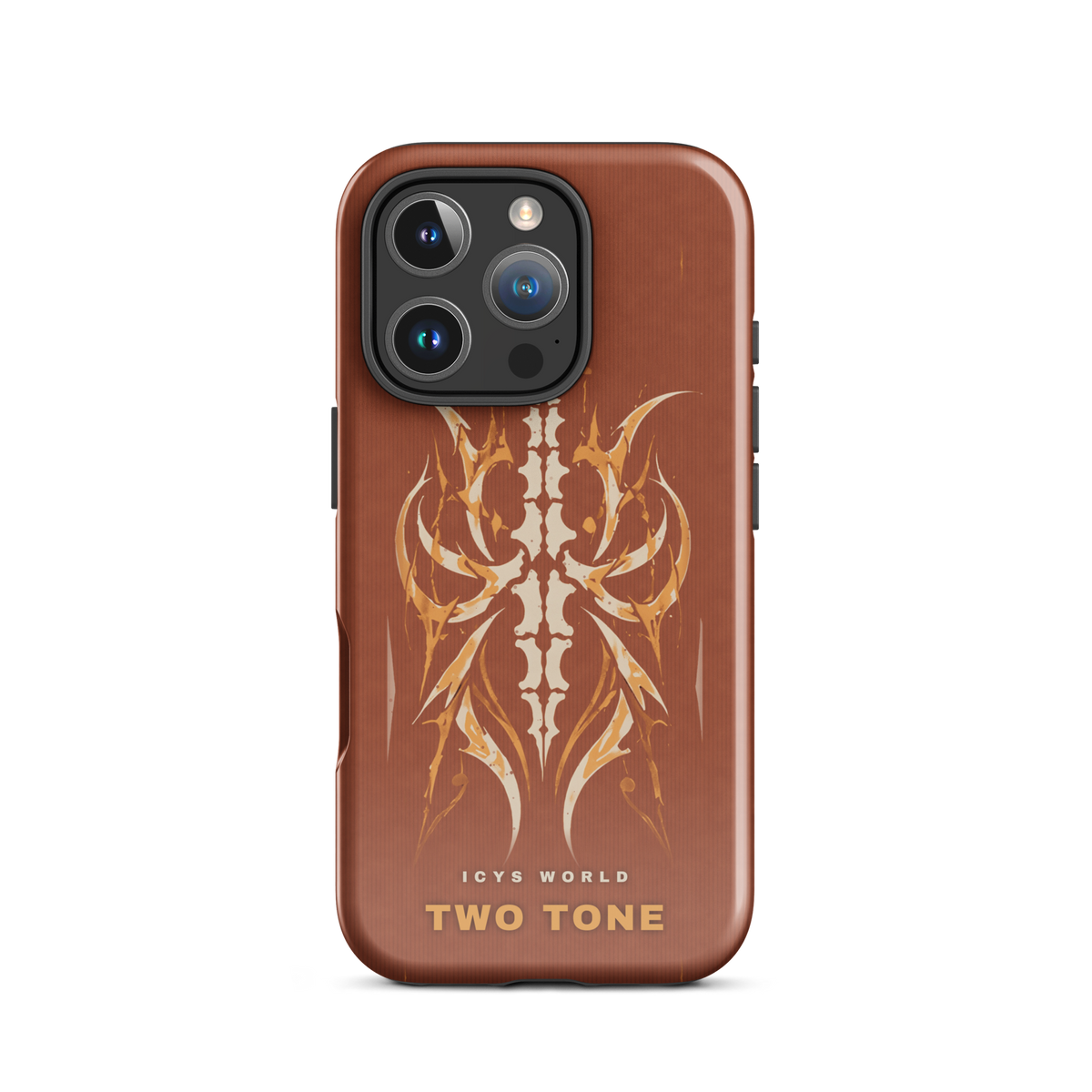 ICYS WORLD Two Tone iPhone case on iPhone 16 Pro, glossy finish