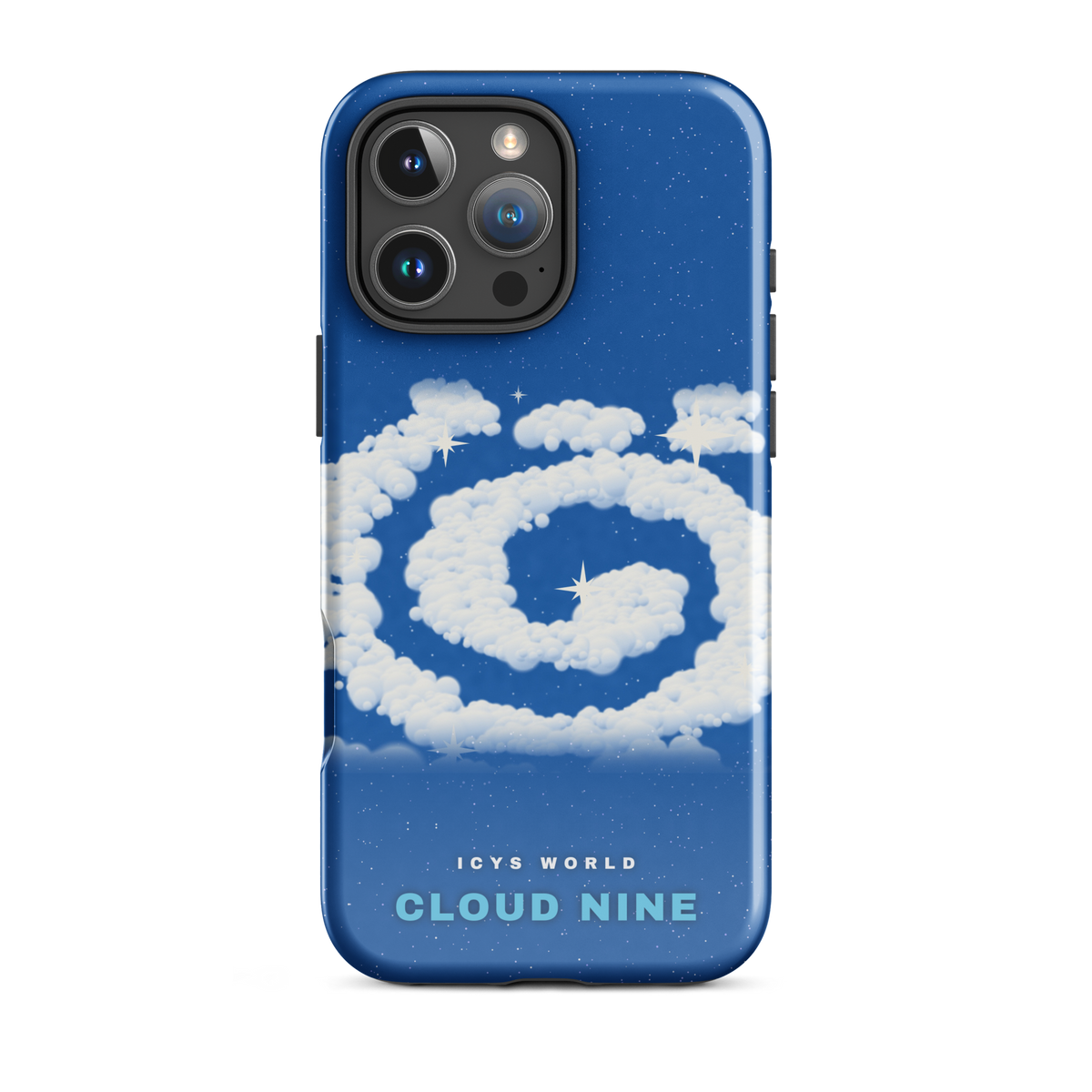ICYS WORLD Cloud Nine iPhone case on iPhone 16 Pro Max, glossy finish