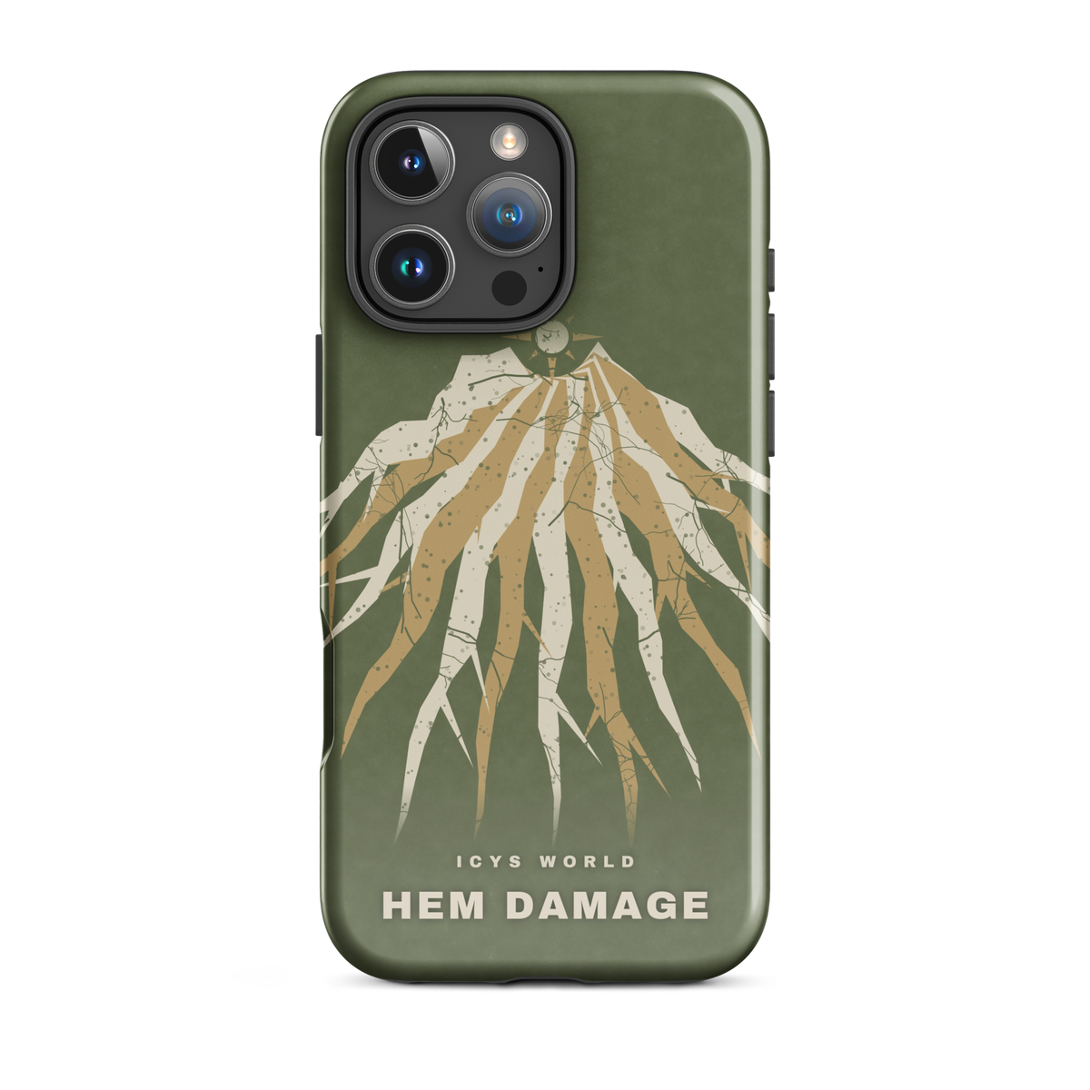 ICYS WORLD Hem Damage iPhone case on iPhone 16 Pro Max, glossy finish