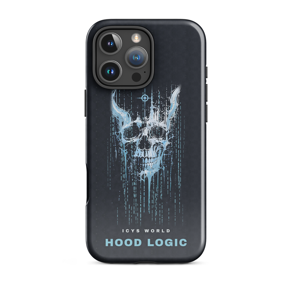 ICYS WORLD Hood Logic iPhone case on iPhone 16 Pro Max, glossy finish