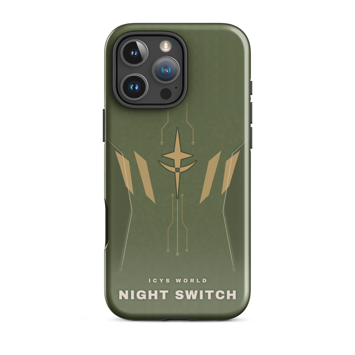 ICYS WORLD Night Switch iPhone case on iPhone 16 Pro Max, glossy finish