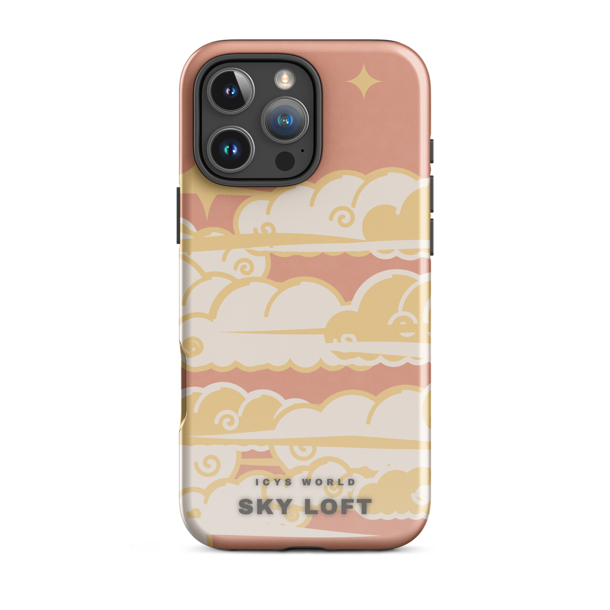ICYS WORLD Sky Loft iPhone case on iPhone 16 Pro Max, glossy finish