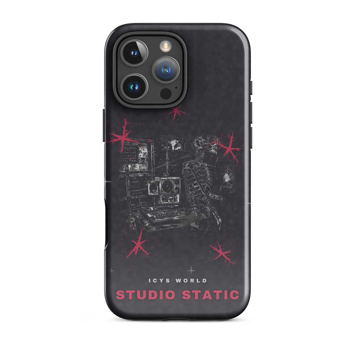 ICYS WORLD Studio Static iPhone case on iPhone 16 Pro Max, glossy finish