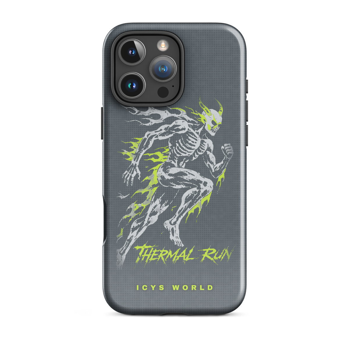 ICYS WORLD Thermal Run iPhone case on iPhone 16 Pro Max, glossy finish