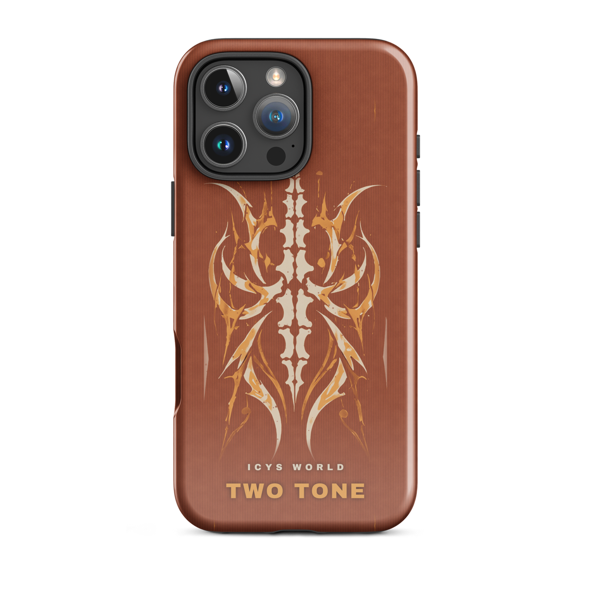 ICYS WORLD Two Tone iPhone case on iPhone 16 Pro Max, glossy finish