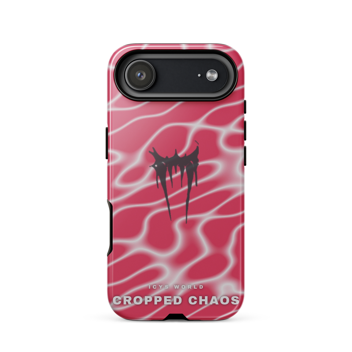 ICYS WORLD Cropped Chaos iPhone case on iPhone 17 Air, glossy finish