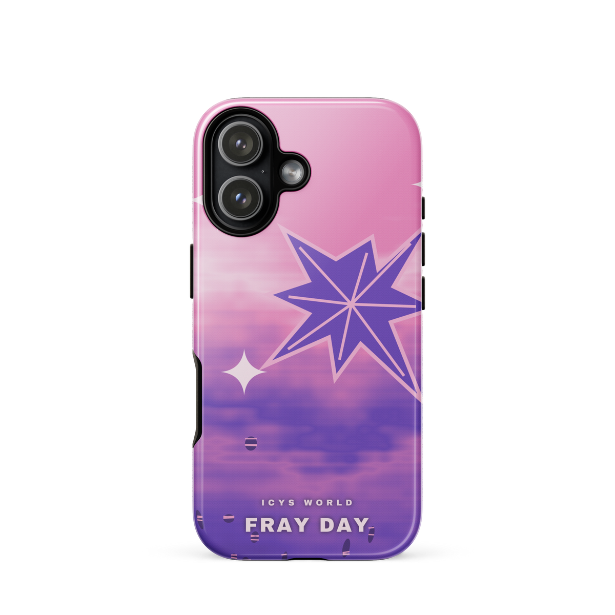 ICYS WORLD Fray Day iPhone case on iPhone 17, glossy finish