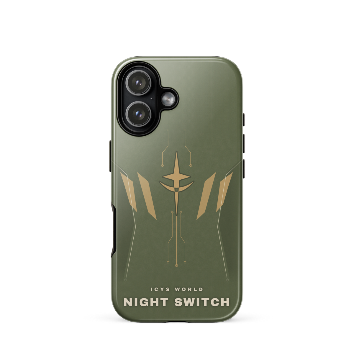 ICYS WORLD Night Switch iPhone case on iPhone 17, glossy finish