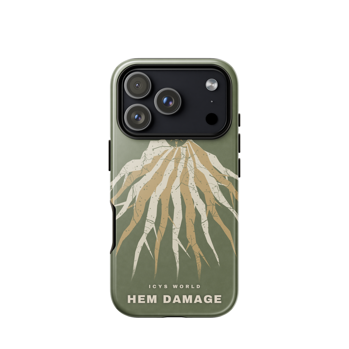 ICYS WORLD Hem Damage iPhone case on iPhone 17 Pro, glossy finish