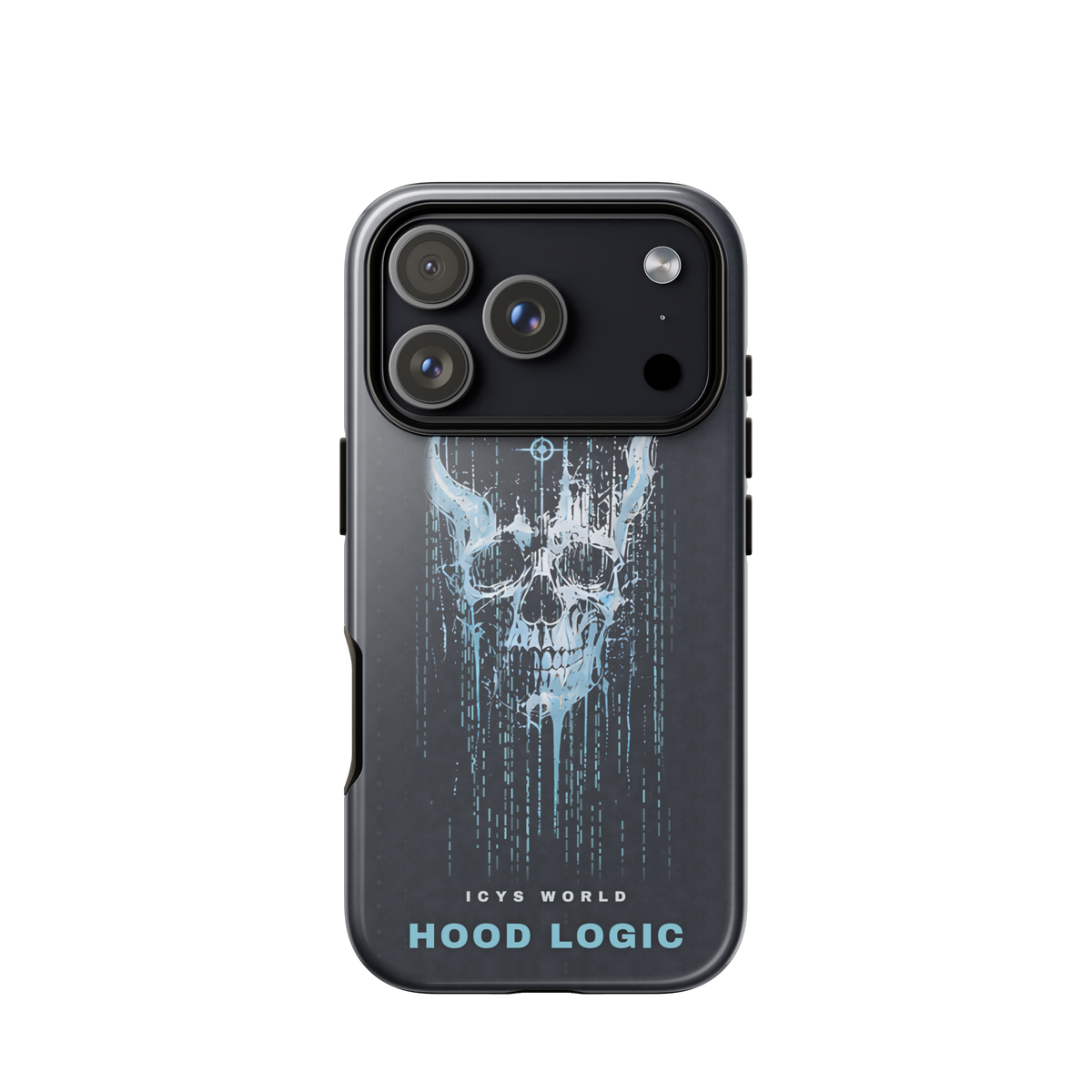 ICYS WORLD Hood Logic iPhone case on iPhone 17 Pro, glossy finish