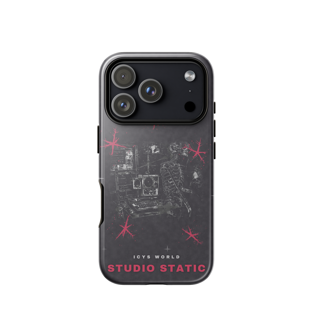 ICYS WORLD Studio Static iPhone case on iPhone 17 Pro, glossy finish