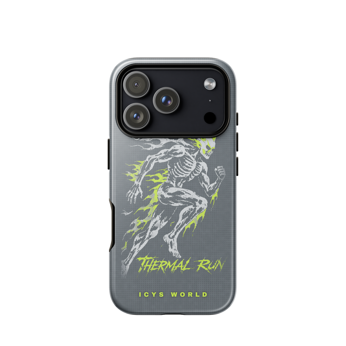 ICYS WORLD Thermal Run iPhone case on iPhone 17 Pro, glossy finish