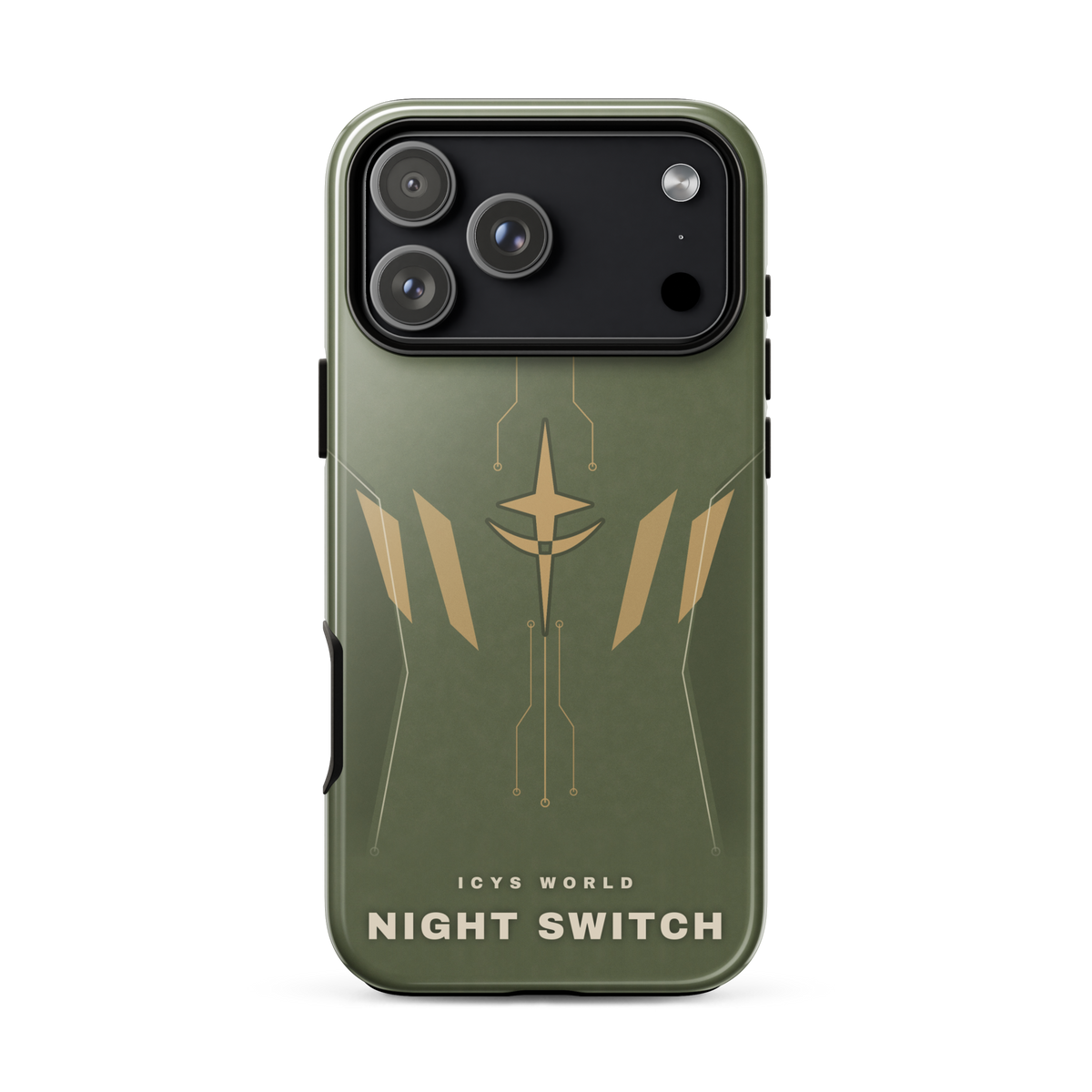 ICYS WORLD Night Switch iPhone case on iPhone 17 Pro Max, glossy finish