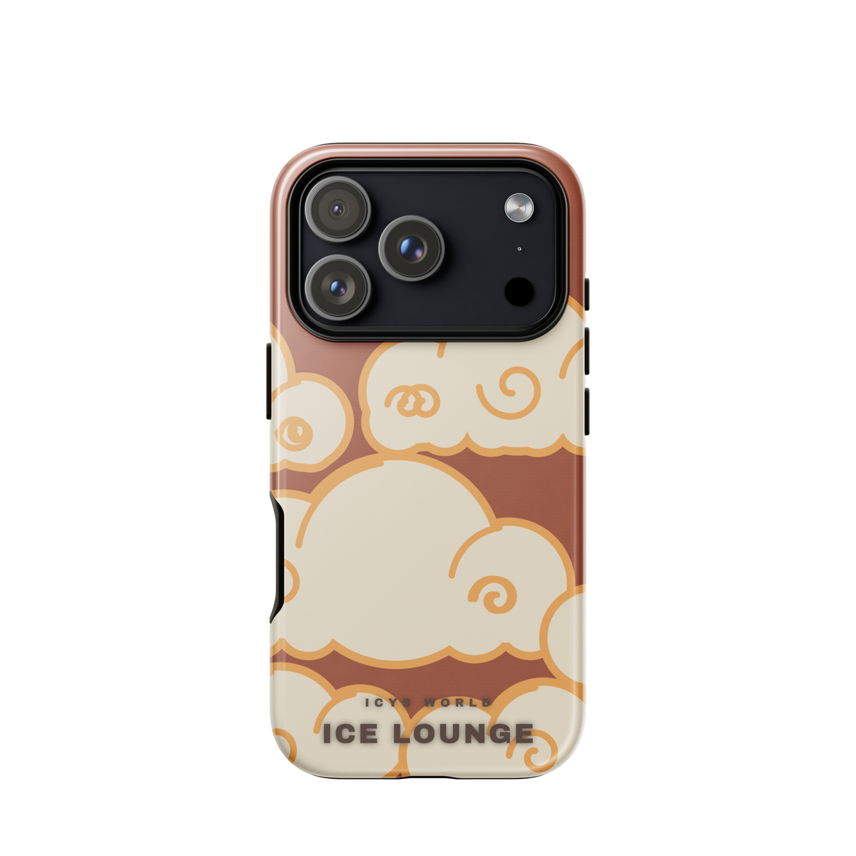 ICYS WORLD Ice Lounge iPhone case on iPhone 18 Pro, glossy finish