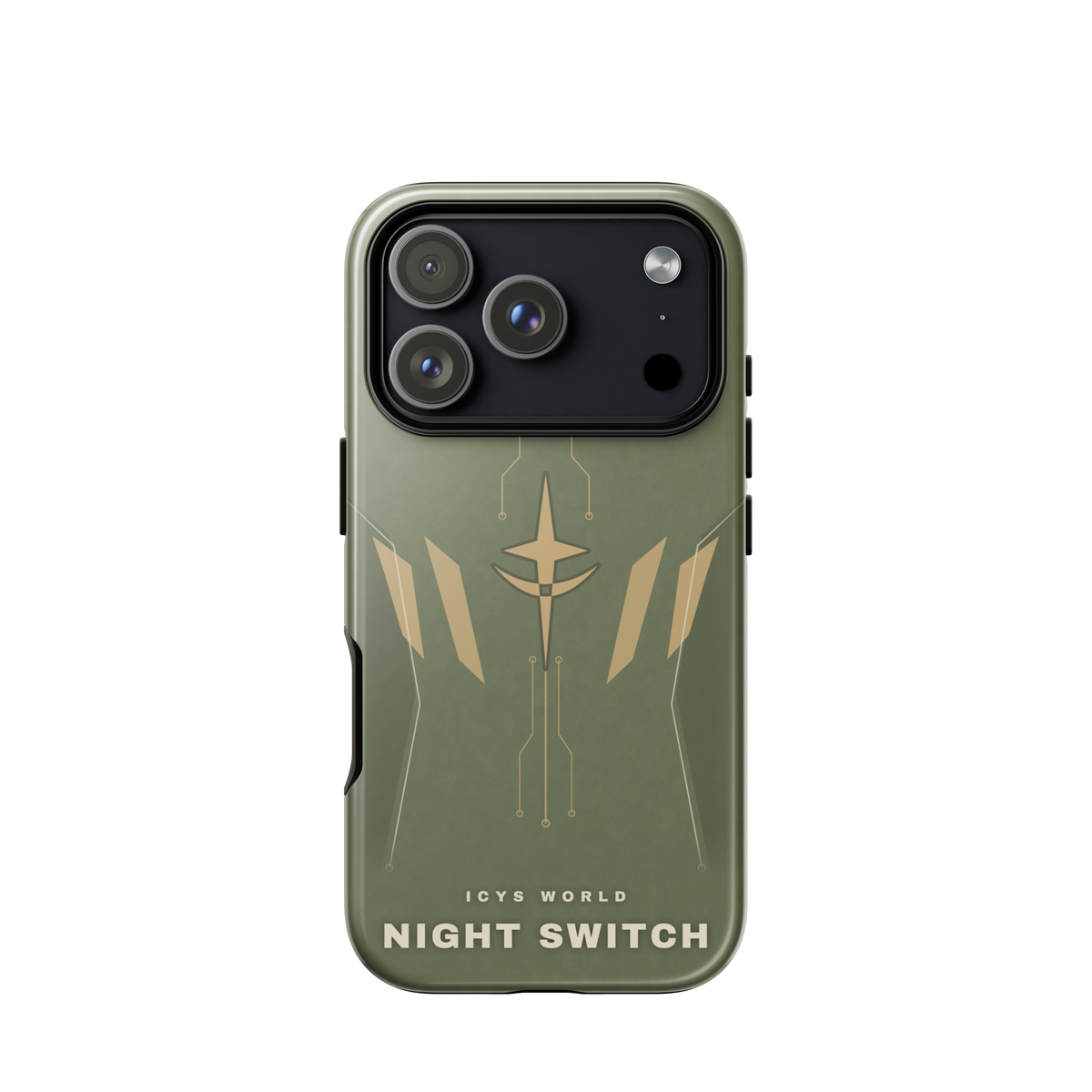 ICYS WORLD Night Switch iPhone case on iPhone 18 Pro, glossy finish