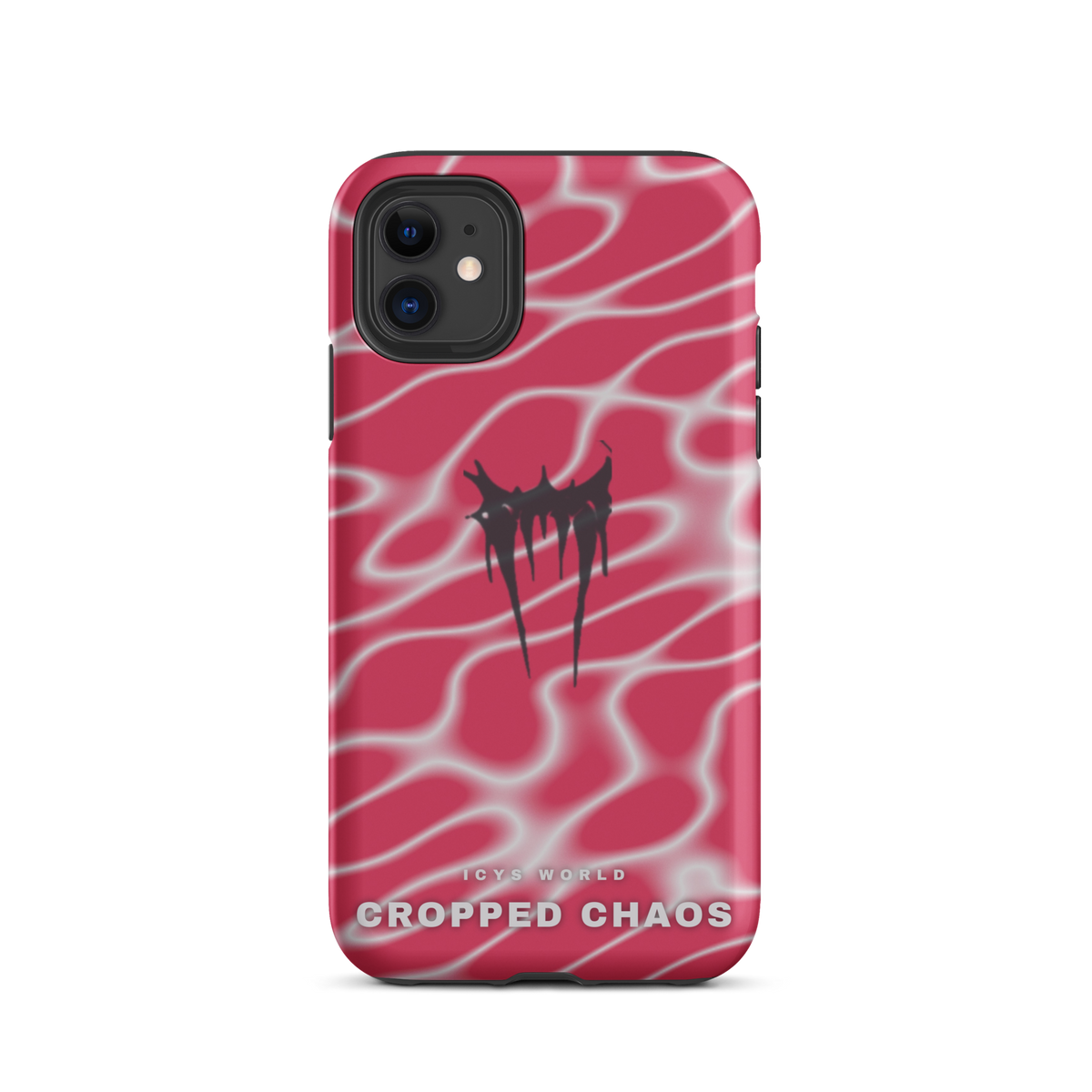 ICYS WORLD Cropped Chaos iPhone case on iPhone 11, matte finish