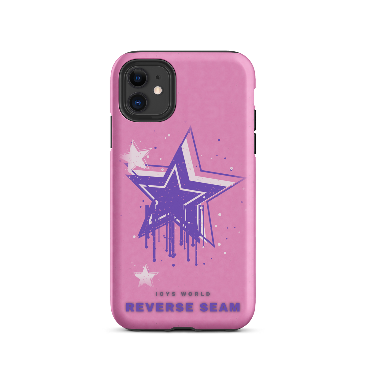 ICYS WORLD Reverse Seam iPhone case on iPhone 11, matte finish