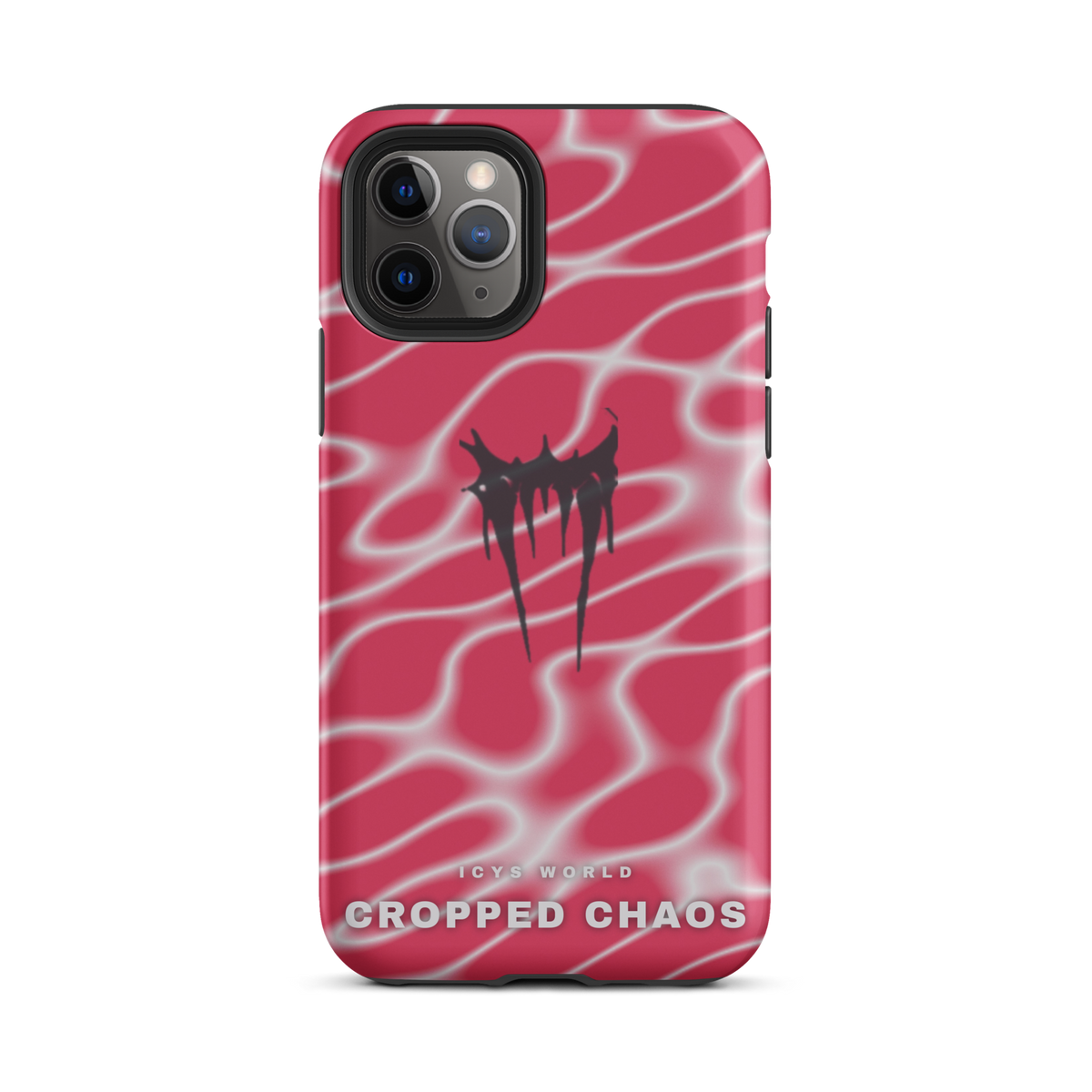 ICYS WORLD Cropped Chaos iPhone case on iPhone 11 Pro, matte finish