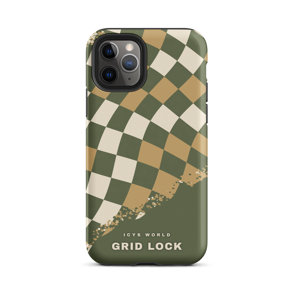 ICYS WORLD Grid Lock iPhone case on iPhone 11 Pro, matte finish