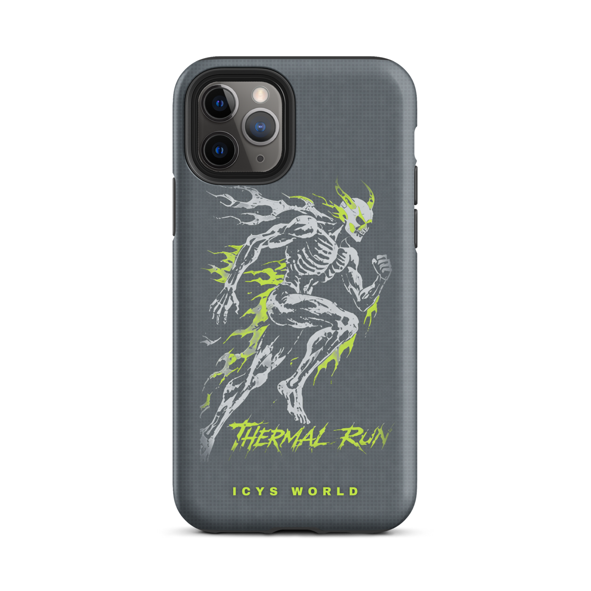 ICYS WORLD Thermal Run iPhone case on iPhone 11 Pro, matte finish