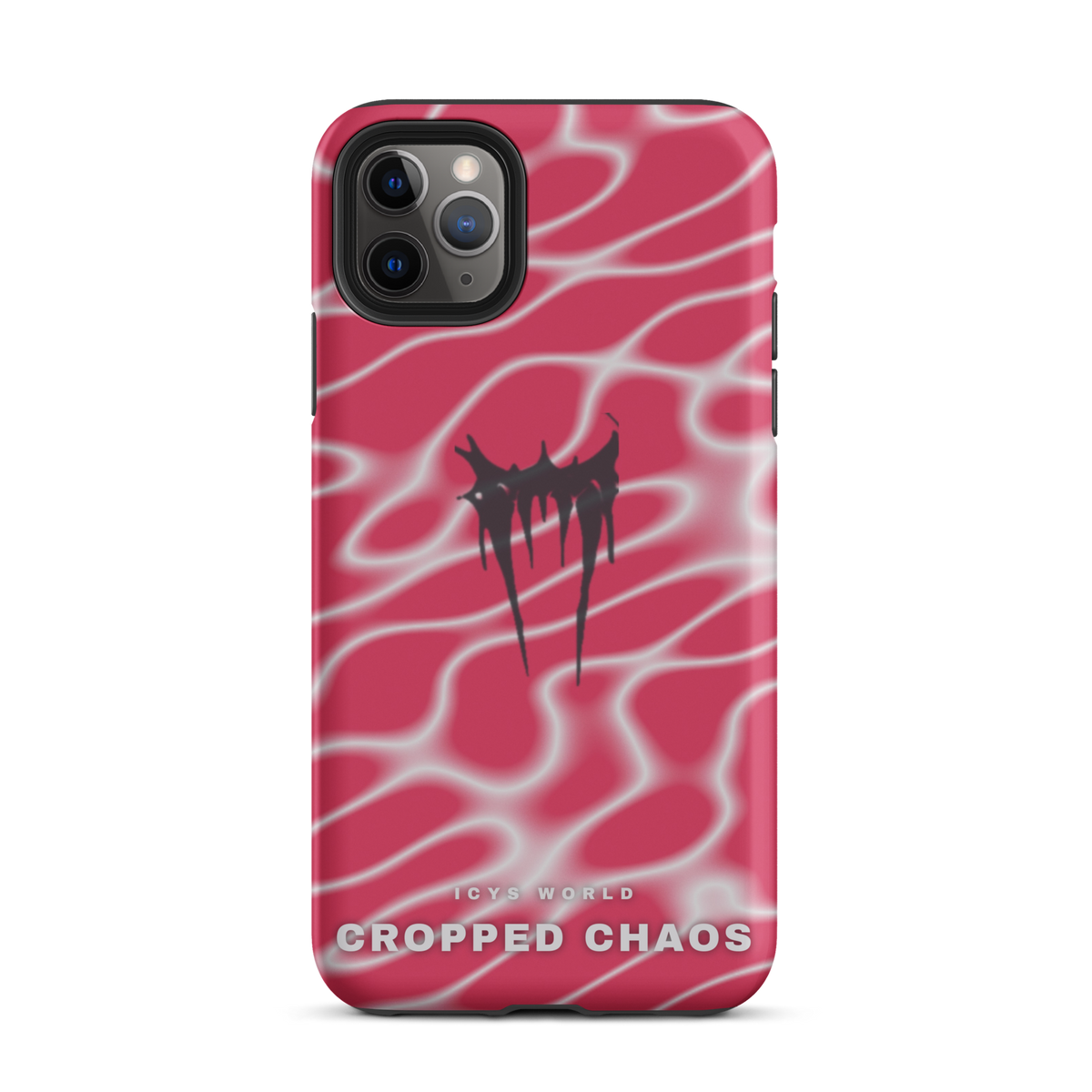 ICYS WORLD Cropped Chaos iPhone case on iPhone 11 Pro Max, matte finish