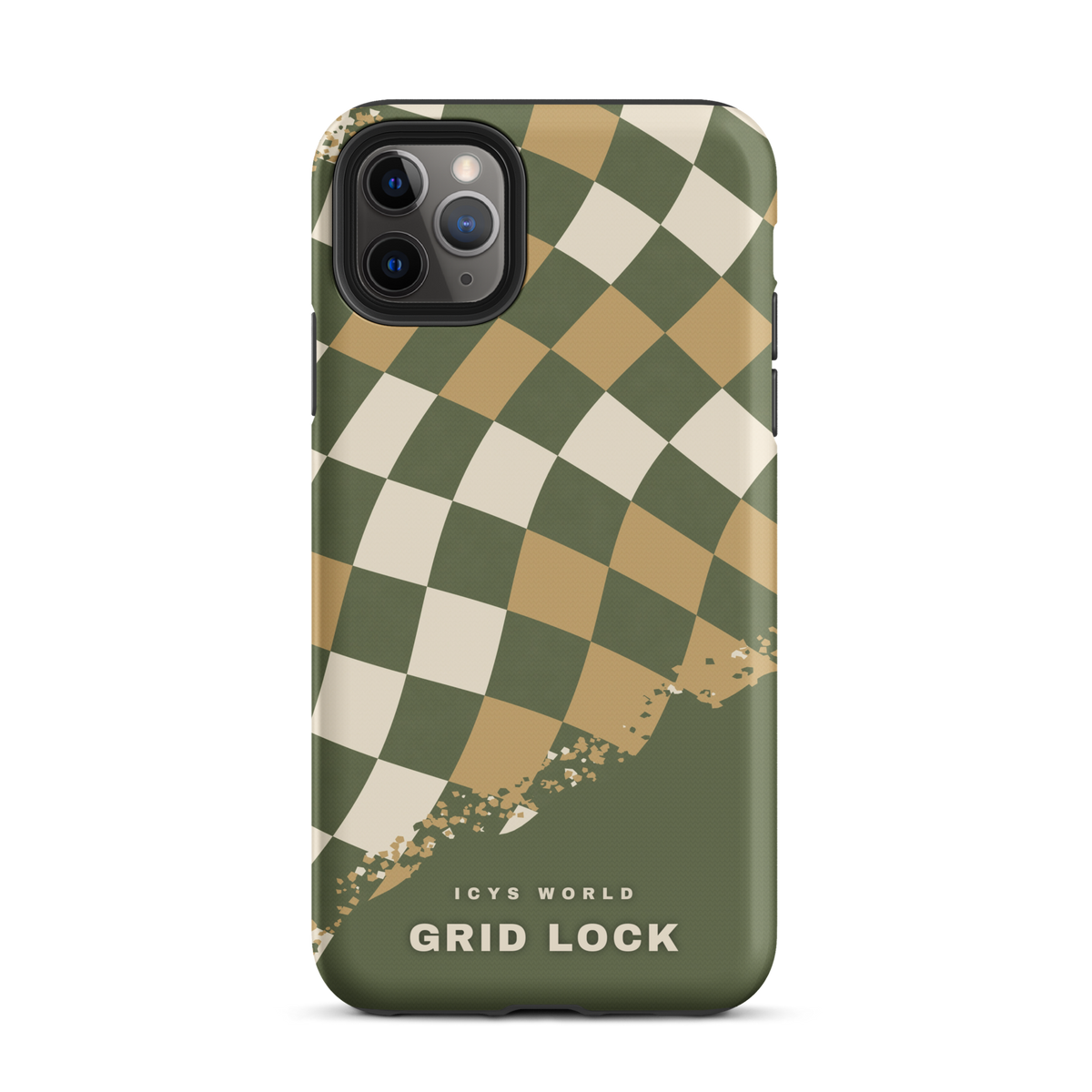 ICYS WORLD Grid Lock iPhone case on iPhone 11 Pro Max, matte finish