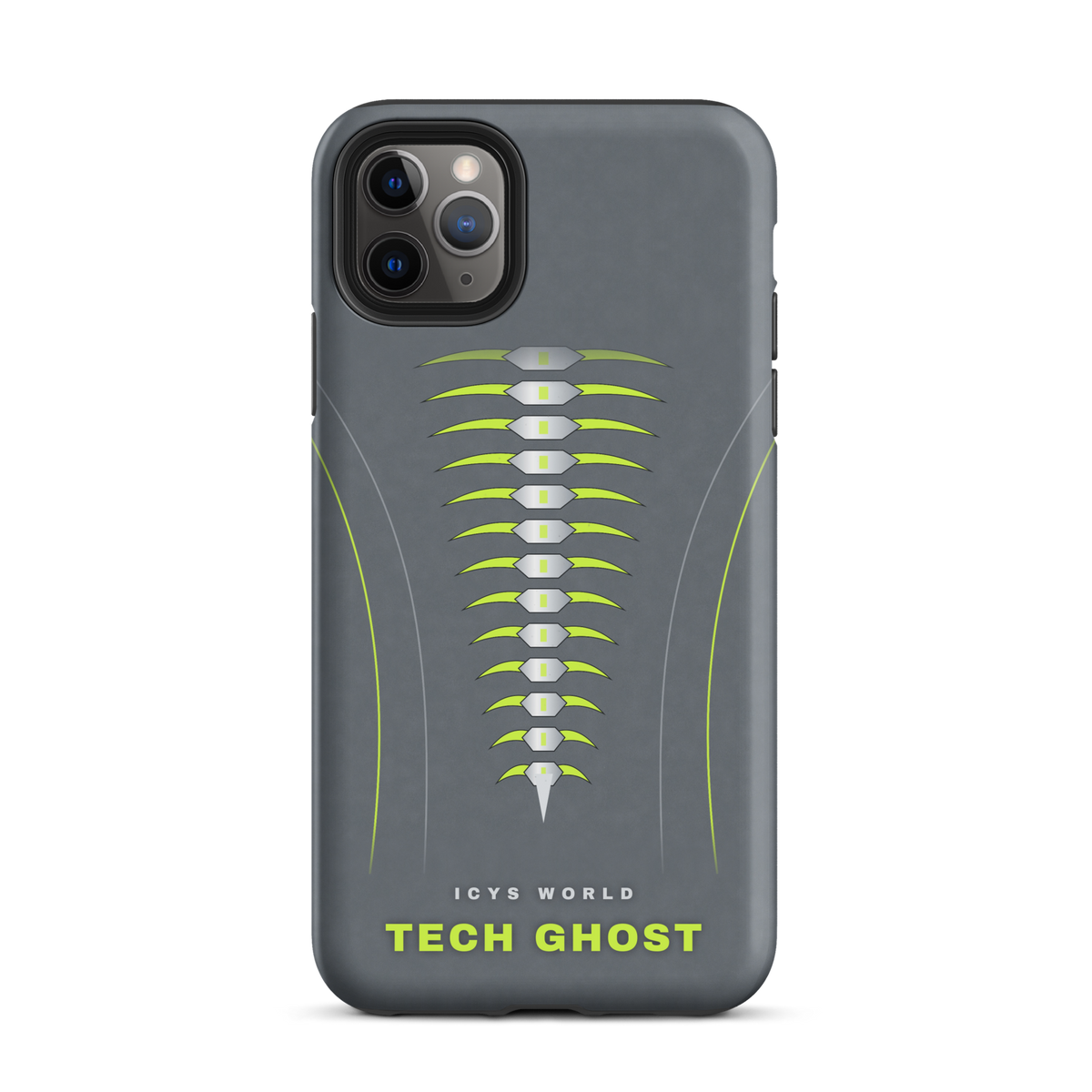 ICYS WORLD Tech Ghost iPhone case on iPhone 11 Pro Max, matte finish